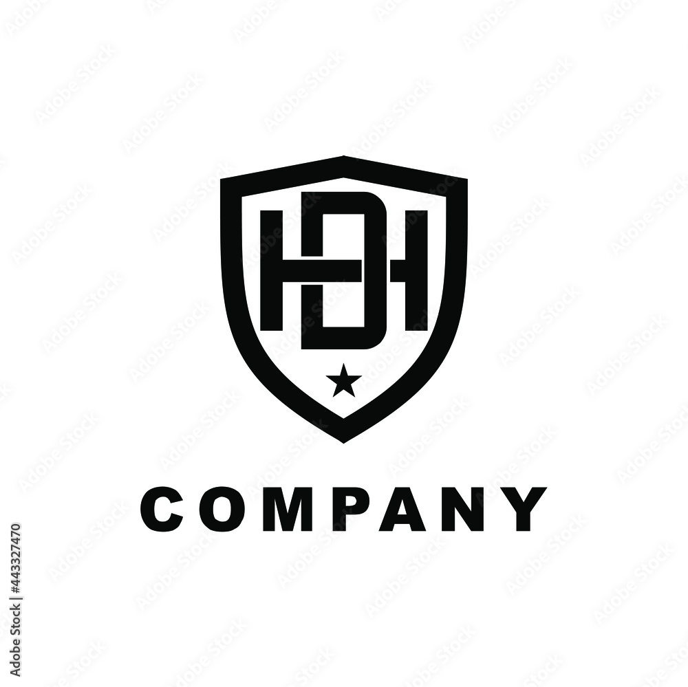 Wall mural letter h and d with shield vector logo design