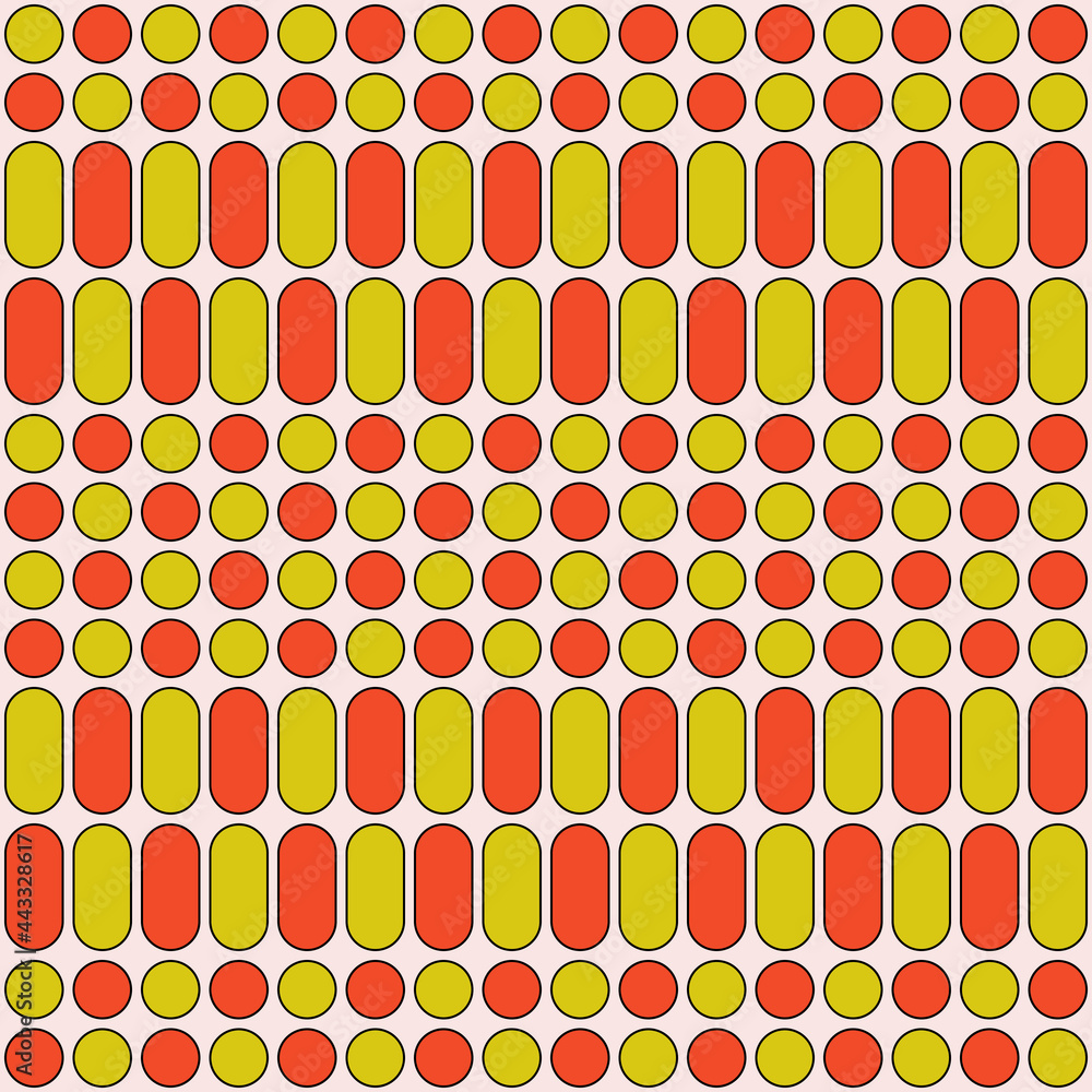 Poster Orange and yellow rounded shapes. Vector circles and ovals pattern.