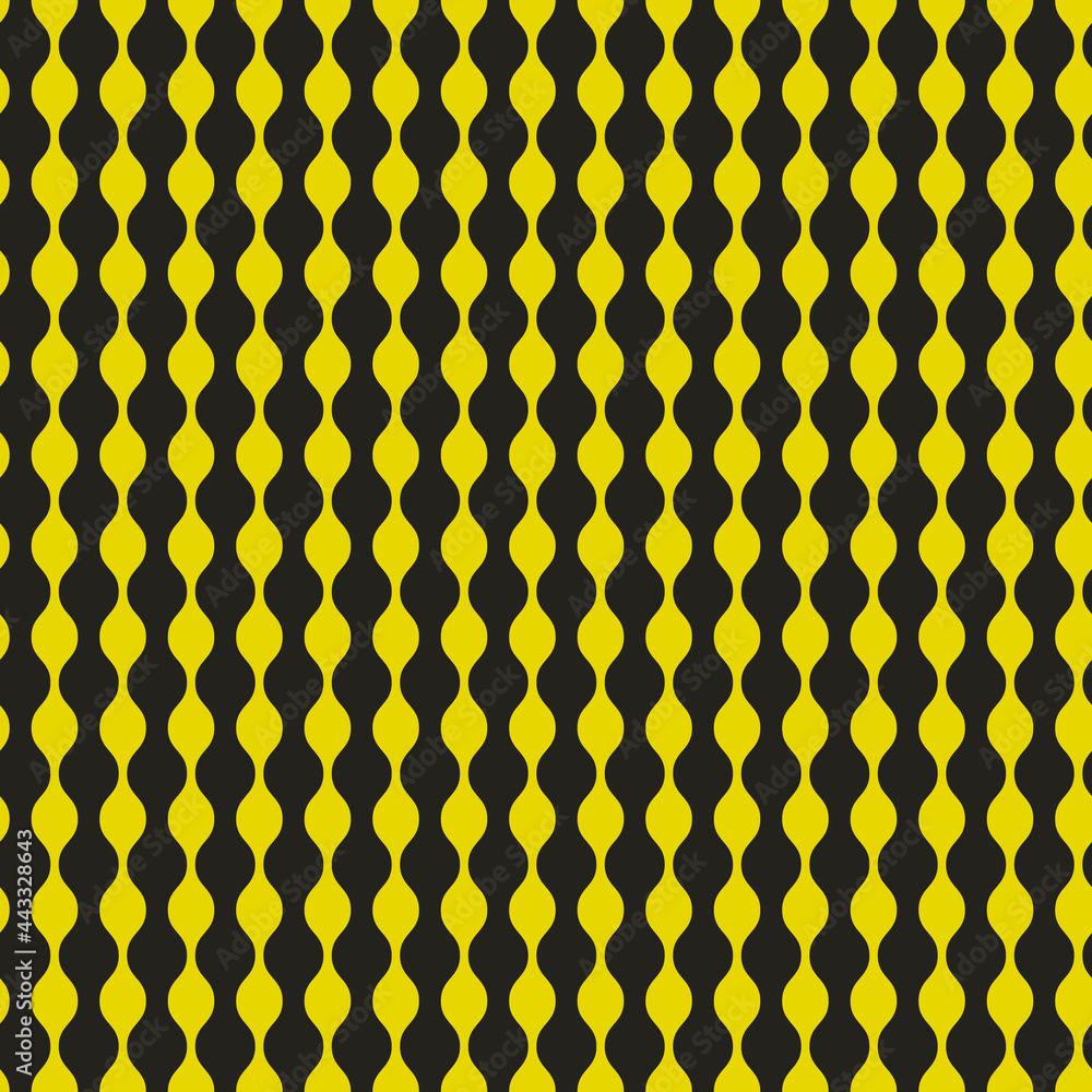 Poster yellow and black vectical wavy columns. vector and seamless.