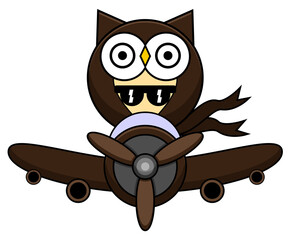 owl animal costume vector cartoon character riding an airplane