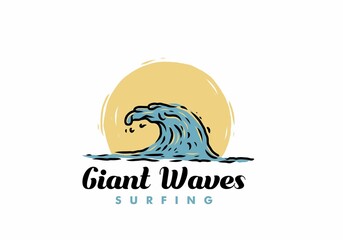 Colorful Giant wave illustration drawing
