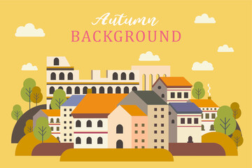 Landscape city during autumn illustration