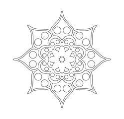 Christmas Mandala. Snowflake Mandala. Round Element For Coloring Book. Black Lines on White Background. Vector. Good idea for greeting cards, invitations, prints, textiles, tattoo.
