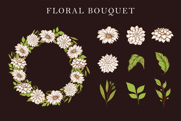 Set of beautiful floral bouquet