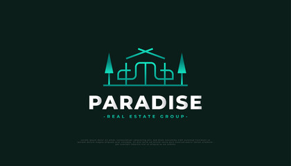 Real Estate Logo Design with Line Style, Suitable for Travel, Tourism, and Resort Industry