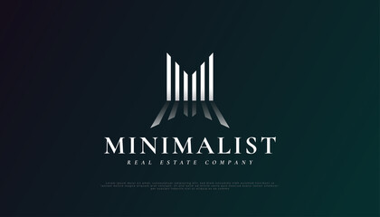 Abstract Minimalist Real Estate Logo Design with Initial Letter M. Construction, Architecture or Building Logo Design