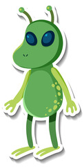 Sticker template with an alien monster cartoon character isolated