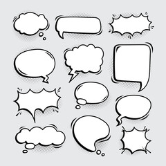 Fototapeta premium Variation empty comic speech bubbles