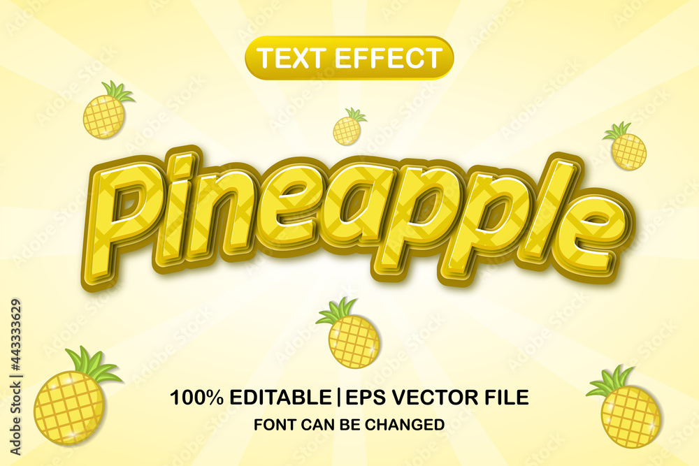 Wall mural pineapple 3d editable text effect