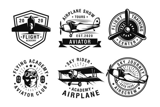 Set of vintage aircraf logo design