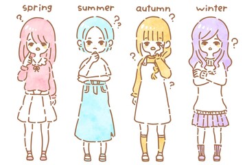 かわいい手描きのパーソナルカラー別の女の子　疑問