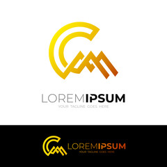 Letter CM logo with line design vector, line style
