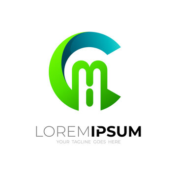 C and M logo with circle design vector, 3d colorful logos