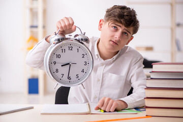 Male pupil in time management concept