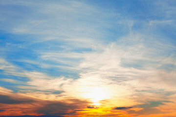 Naklejka na ściany i meble Colorful clouds with dawn . Glow on the sky 