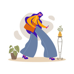 Shoping illustration in flat design simple style with female character