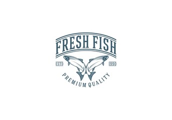Salmon logo template. Fish logo vector. Fresh fish logo concept in white background