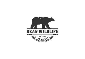 bear wildlife logo template, vector in white background