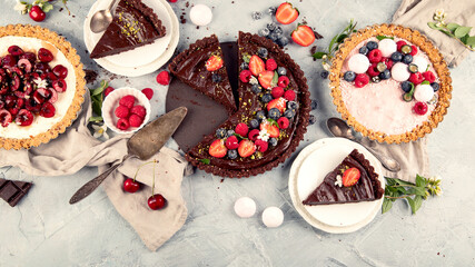 Fruit and berry tarts dessert