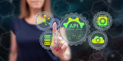 Woman touching an api concept