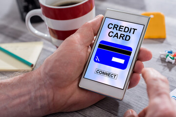 Credit card concept on a smartphone