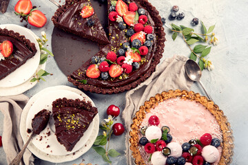 Fruit and berry tarts dessert