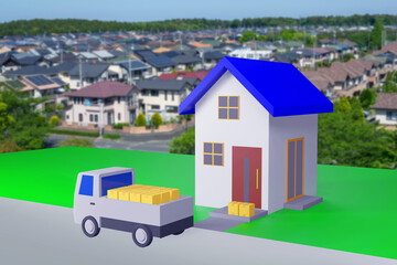 ネットショッピングで配達された荷物　　玄関先の置き配の荷物