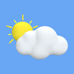 3D rendering sun and cloud icons used to inform sunny weather 