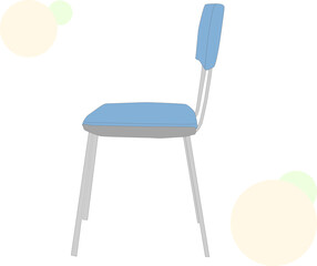 青色のパイプ椅子の横側