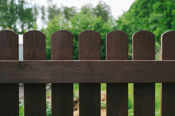 Fototapeta premium Fence built from wood. Outdoor landscape. Security and privacy concept.