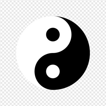 Taijitu Symbol Black and white yin yang on a white background