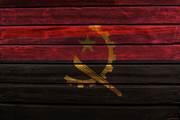 3D Flag of Angola on wood