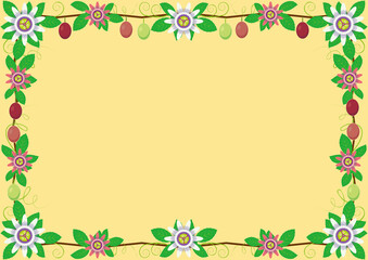 Passion Flower, Passion Fruits Border Frame Background