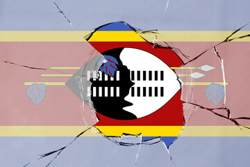3D Flag of Eswatini on glass