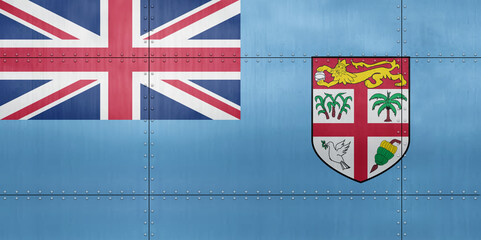 3D Flag of Fiji on metal