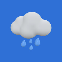 3d rendering of cloudy cloud icon used to inform rainy weather 