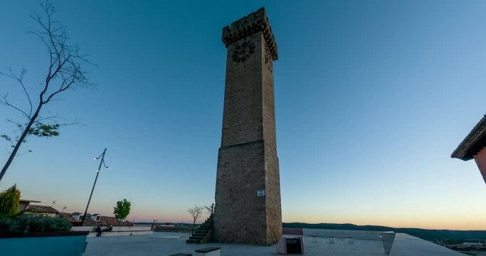TIME LAPSE - Mangana Tower, UNESCO World Heritage Site, in Cuenca, Spain