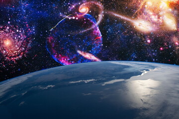 planets, stars and galaxies in outer space showing the beauty of space exploration. Elements...