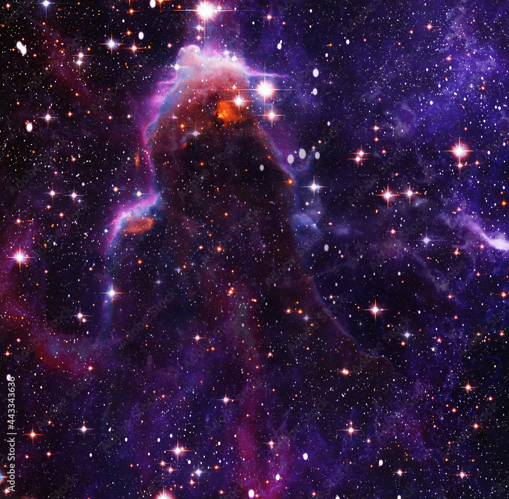 Wall mural nebula night starry sky in rainbow colors. multicolor outer space. star field and nebula in deep spa