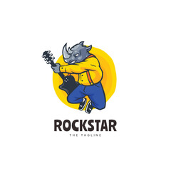 Rhino Rock mascot Logo Template - Animal Music Mascot Logo Template