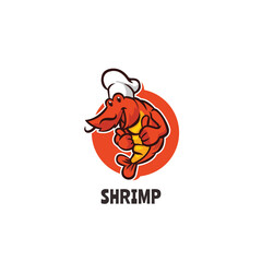 Shrimp chef mascot cartoon Logo template