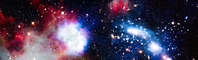 Colorful Starry Night Sky Outer Space background . Space scene with planets, stars and galaxies....