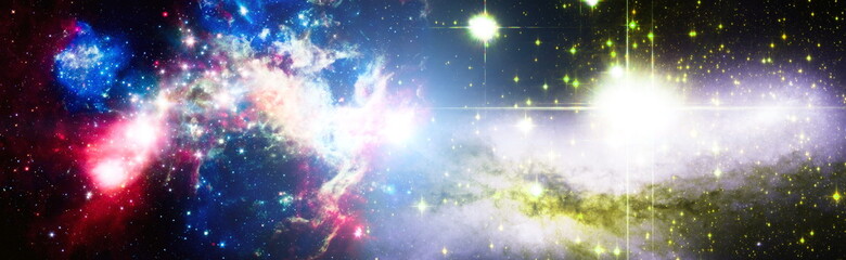 Colorful Starry Night Sky Outer Space background . Space scene with planets, stars and galaxies....