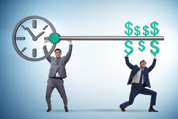 Time is money concept with businessman and key