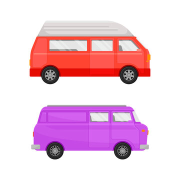 Bright Van as Road Vehicle and Transportation Vector Set