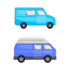 Bright Van as Road Vehicle and Transportation Vector Set