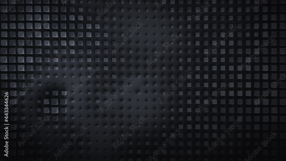 Poster black blocks on a wall 3d rendering