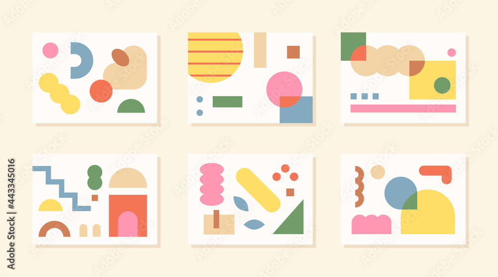 Poster abstract shapes are designed on a square string postcard. simple pattern design template.