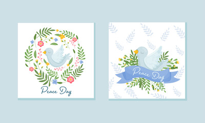 International World Peace Day Greeting Card Design Vector Set
