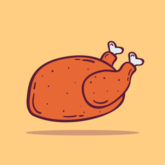 Hand drawn roasted chicken icon Design Template. vector sketch doodle illustration. Perfect for food concepts, diet infographics, icons or web design, street restaurants menu